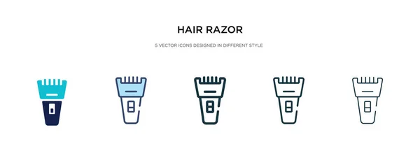 Icono de la afeitadora de pelo en la ilustración de vectores de estilo diferente. dos colo — Vector de stock