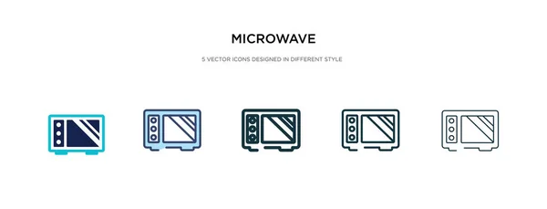 Ícone de microondas em ilustração vetorial de estilo diferente. duas cores — Vetor de Stock