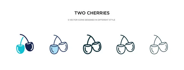 Zwei Kirschen Symbol in verschiedenen Stil Vektor Illustration. zwei Mitbewerber — Stockvektor