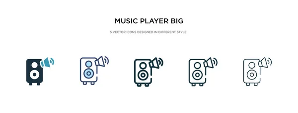 Reproductor de música icono de altavoz grande en diferentes vectores de estilo illustra — Vector de stock