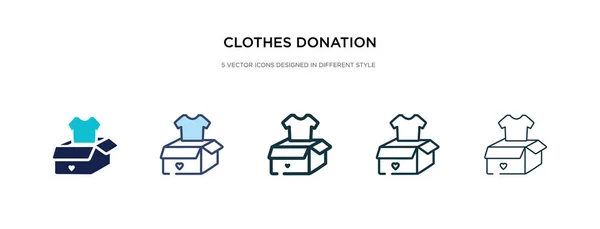 Icono de la donación de ropa en la ilustración de vectores de estilo diferente. tw — Vector de stock
