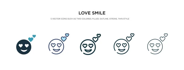 Kärlek leende ikon i olika stil vektor illustration. två colo — Stock vektor