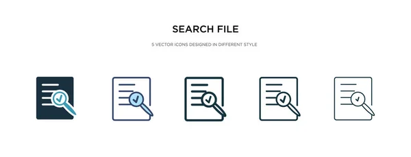 Icono del archivo de búsqueda en la ilustración de vectores de estilo diferente. dos col — Vector de stock