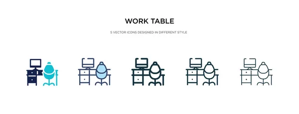 Icono de la tabla de trabajo en la ilustración de vectores de estilo diferente. dos colo — Vector de stock