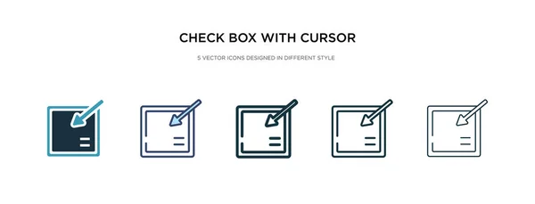 Selectievakje met cursor pictogram in verschillende stijl vector illustratie — Stockvector