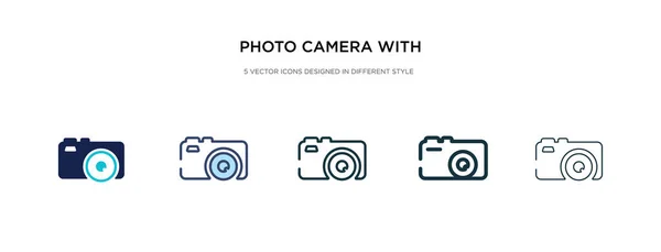 Photo camera with flash icon in different style vector illustrat — Stock Vector