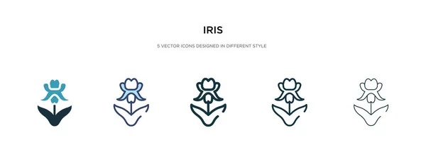 Ícono de iris en la ilustración de vectores de estilo diferente. dos de color un — Vector de stock