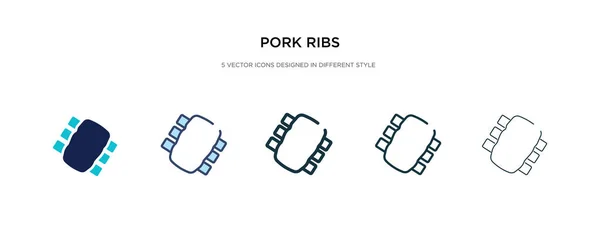 Costillas de cerdo icono en la ilustración de vectores de estilo diferente. dos colores — Vector de stock