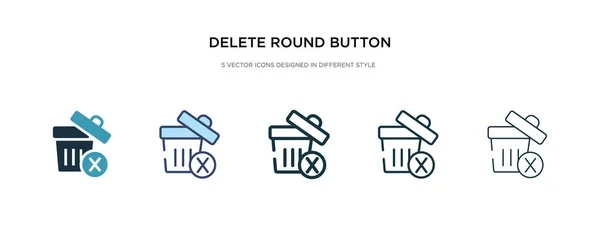 Eliminar icono botón redondo en la ilustración de vectores de estilo diferente . — Vector de stock