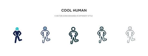 Ícone humano legal em ilustração vetorial de estilo diferente. dois colo —  Vetores de Stock