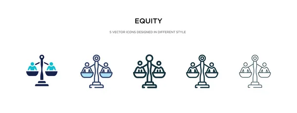 Icono de equidad en la ilustración de vectores de estilo diferente. dos colores — Vector de stock