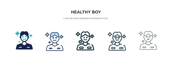 Icono niño saludable en la ilustración de vectores de estilo diferente. dos col — Vector de stock