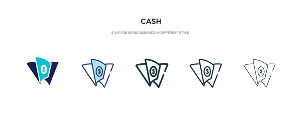 Icono de dinero en efectivo en la ilustración de vectores de estilo diferente. dos de color un — Vector de stock