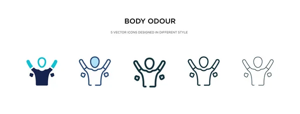 Icono de olor corporal en la ilustración de vectores de diferentes estilos. dos colo — Vector de stock