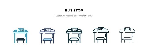 Icono de parada de autobús en la ilustración de vectores de estilo diferente. dos colores — Vector de stock