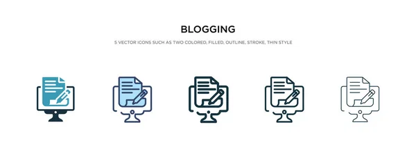 Icône de blogging dans l'illustration vectorielle de style différent. deux couleurs — Image vectorielle