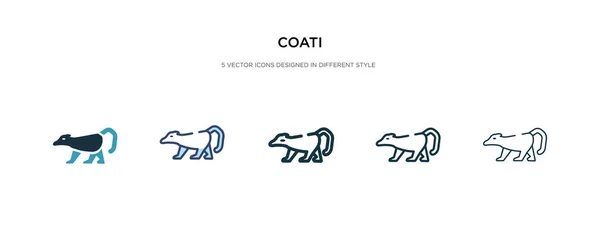 Icono de coati en la ilustración de vectores de estilo diferente. dos colores a — Vector de stock