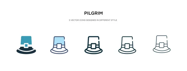 Icono del peregrino en la ilustración de vectores de estilo diferente. dos colores — Vector de stock