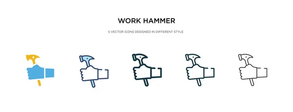 Werk hamer icoon in verschillende stijl vector illustratie. twee kolommen — Stockvector