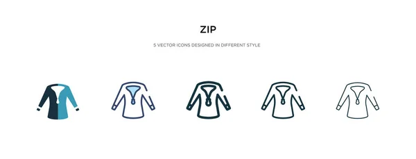 Ikon zip dalam gambar vektor gaya yang berbeda. dua berwarna dan - Stok Vektor