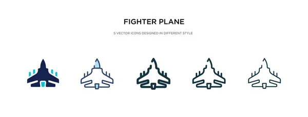 Icono de avión de combate en la ilustración de vectores de estilo diferente. dos c — Vector de stock