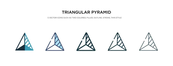 Triangular pirámide forma volumétrica icono en diverso estilo ve — Vector de stock