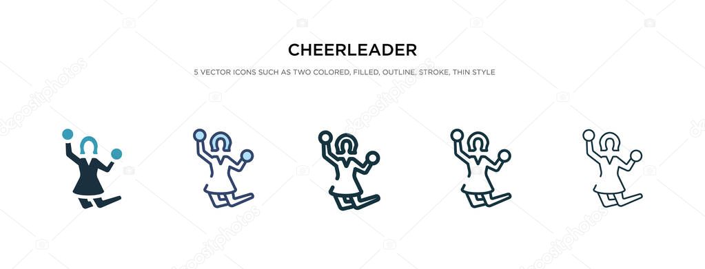 cheerleader icon in different style vector illustration. two col