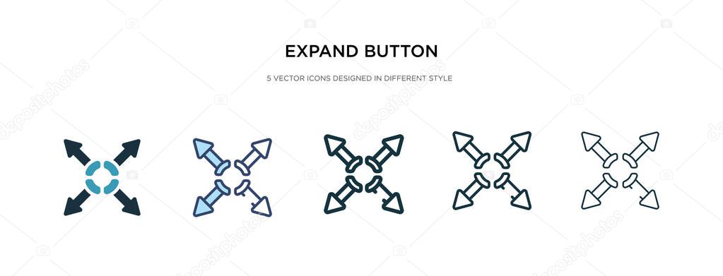 expand button icon in different style vector illustration. two c