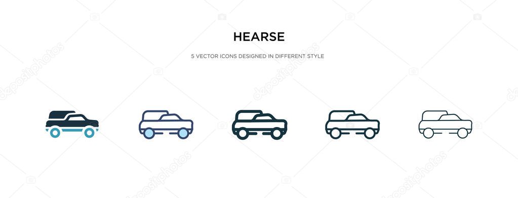 Hearse icon in different style vector illustration. two colored and black hearse vector icons designed in filled, outline, line and stroke style can be used for web, mobile, ui