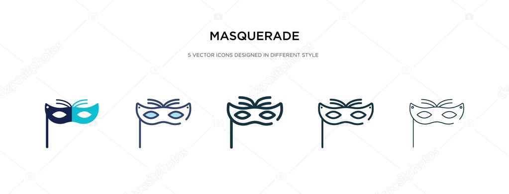 masquerade icon in different style vector illustration. two colo