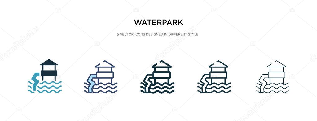 Waterpark icon in different style vector illustration. two colored and black waterpark vector icons designed in filled, outline, line and stroke style can be used for web, mobile, ui