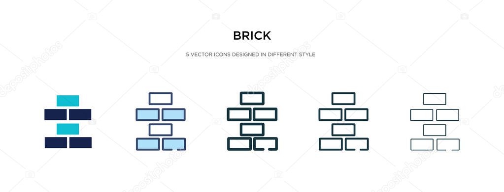 Brick icon in different style vector illustration. two colored and black brick vector icons designed in filled, outline, line and stroke style can be used for web, mobile, ui