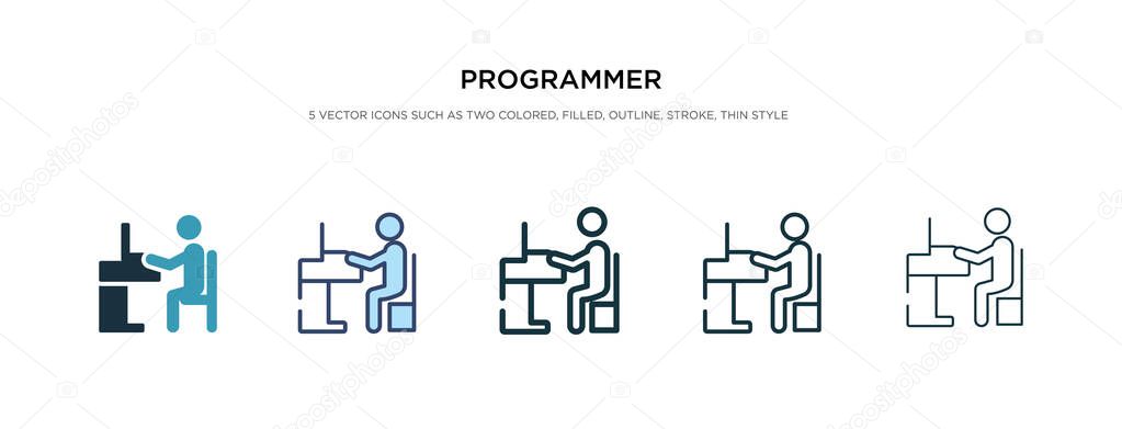 programmer icon in different style vector illustration. two colo