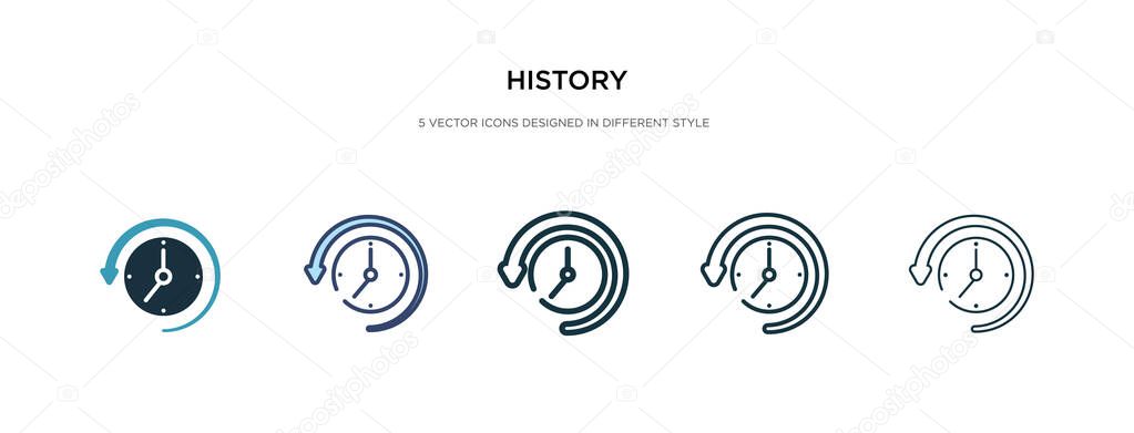history icon in different style vector illustration. two colored