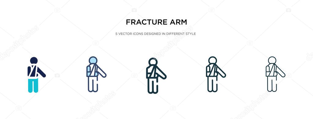 fracture arm icon in different style vector illustration. two co