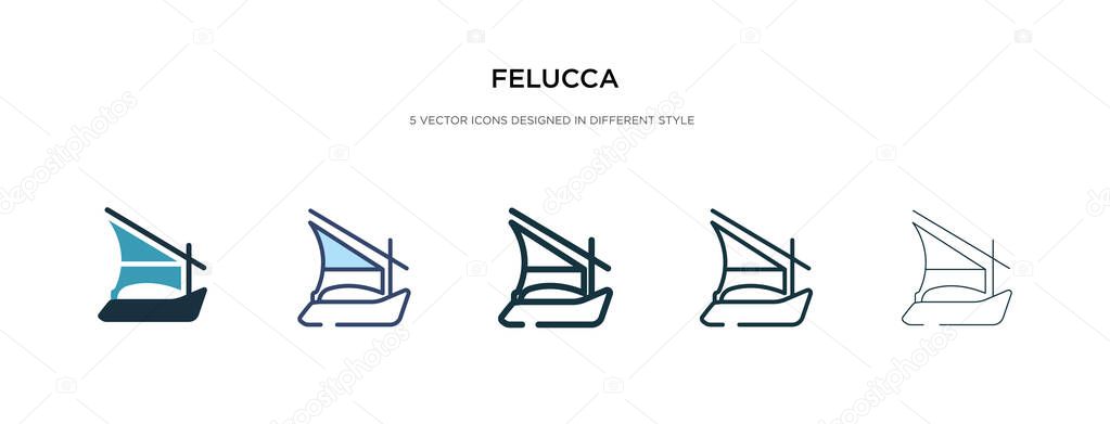 felucca icon in different style vector illustration. two colored