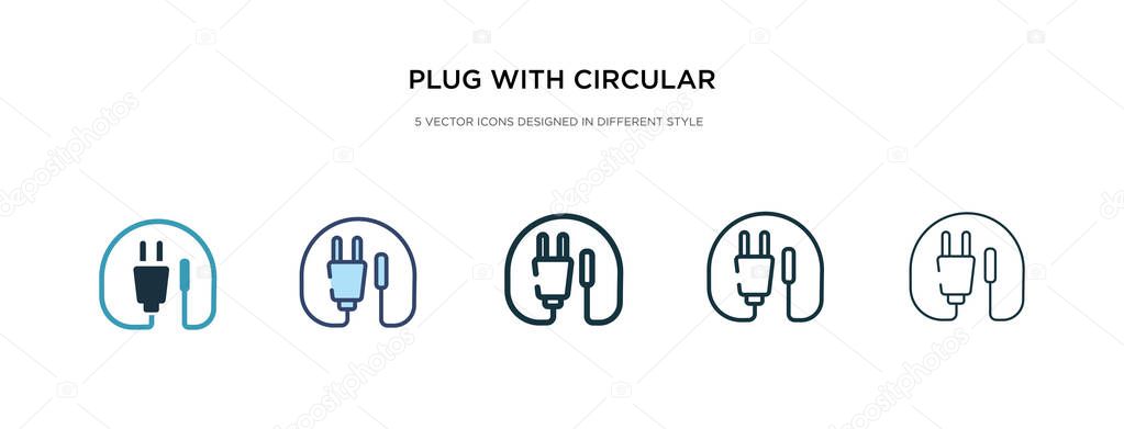 plug with circular cable icon in different style vector illustra