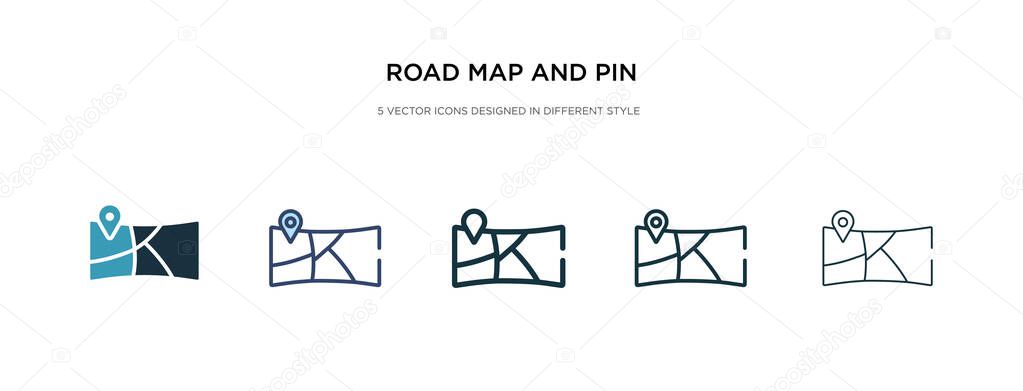 road map and pin icon in different style vector illustration. tw