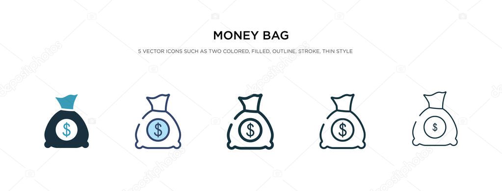 money bag icon in different style vector illustration. two color