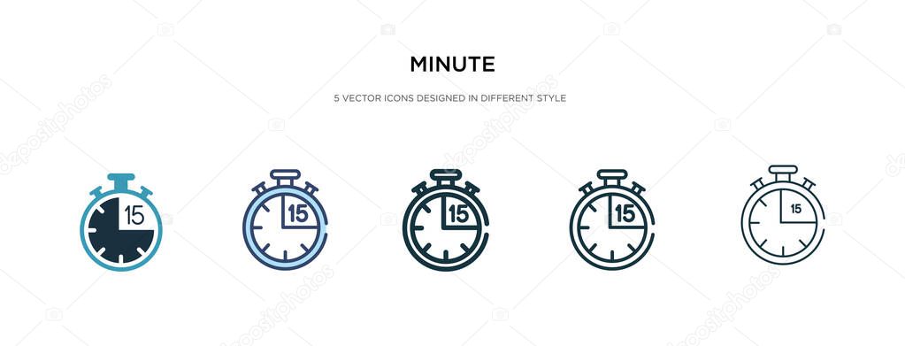 minute icon in different style vector illustration. two colored 