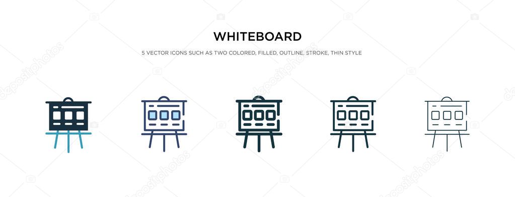 whiteboard icon in different style vector illustration. two colo