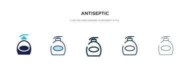 Farklı stil vektör illüstrasyonunda antiseptik ikon. iki colo