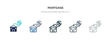 Farklı tarz vektör illüstrasyonunda mortgage simgesi. iki renk