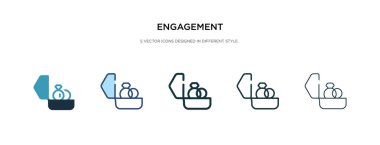 Farklı stil vektör illüstrasyonunda nişan ikonu. iki colo