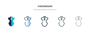 Cheongsam simgesi farklı stil vektör illüstrasyonunda. iki renk