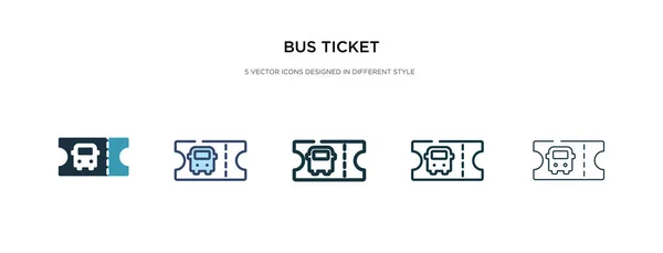 Icono del billete de autobús en la ilustración de vectores de estilo diferente. dos colo — Vector de stock