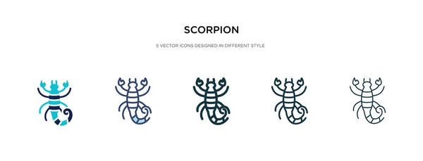 Icono de escorpión en la ilustración de vectores de estilo diferente. dos colores — Vector de stock
