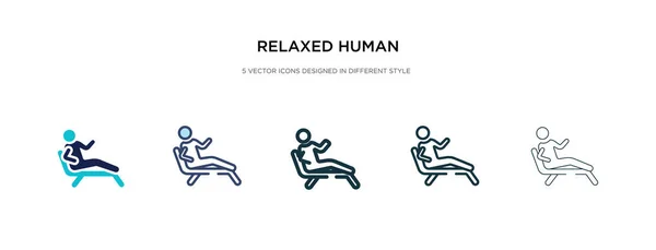 Ícone humano relaxado em ilustração de vetor de estilo diferente. dois c — Vetor de Stock