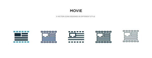 Icono de la película en la ilustración de vectores de estilo diferente. dos colores a — Vector de stock