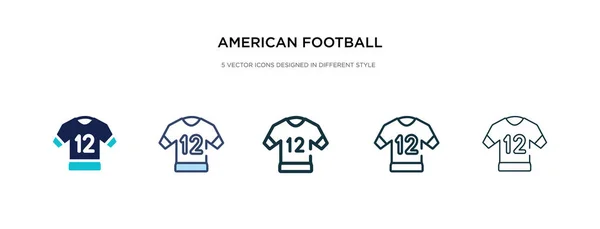 Amerikansk fotboll jersey ikon i olika stil vektor illustra — Stock vektor